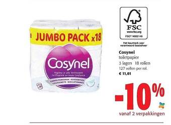 Colruyt Cosynel toiletpapier aanbieding