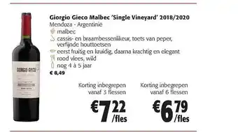 Colruyt Giorgio gieco malbec single vineyard aanbieding