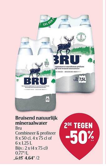Delhaize Bruisend natuurlijk mineraalwater bru aanbieding