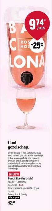Delhaize Pouch rosé by hola! aanbieding