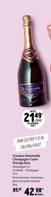 Delhaize Vranken demoiselle champagne cuvée prestige brut aanbieding