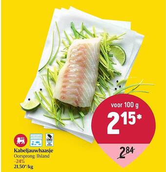 Delhaize Kabeljauwhaasje aanbieding