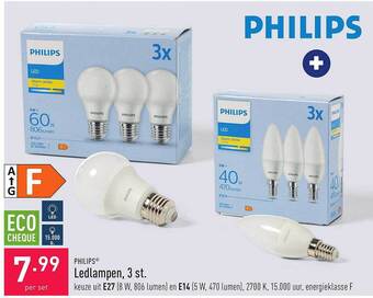 ALDI Philips ledlampen, 3 st aanbieding