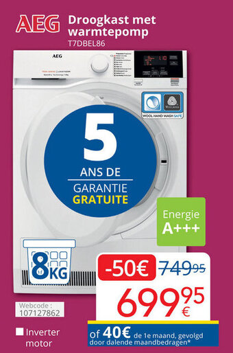 Eldi AEG Droogkast met warmtepomp T7DBEL86 aanbieding