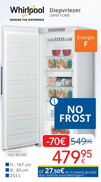 Eldi Whirlpool Diepvriezer UW6F1CWB aanbieding