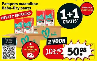 Kruidvat Pampers Maandbox Baby-dry Pants 1+1 Gratis aanbieding
