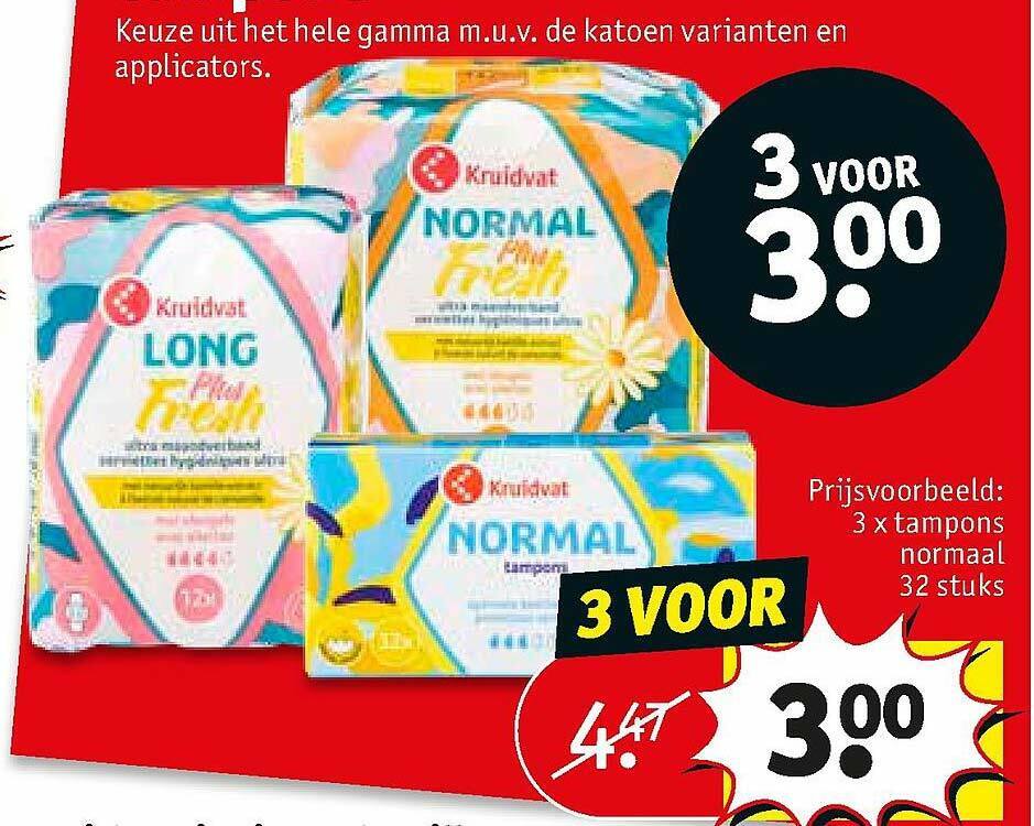Kruidvat 3 X Tampons promotie bij Kruidvat