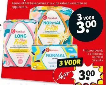 Kruidvat Kruidvat 3 X Tampons aanbieding