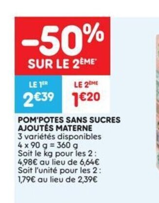 Pom'potes sans sucres ajoutes materne