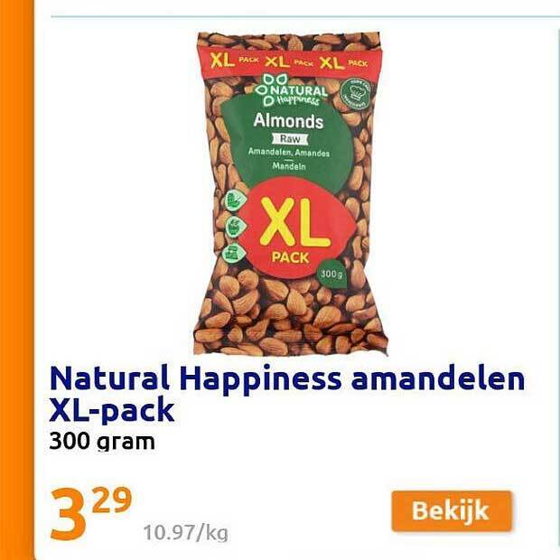 Action Natural happiness amandelen xlpack aanbieding