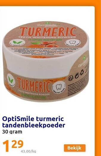 Action Optismile turmeric tandenbleekpoeder aanbieding