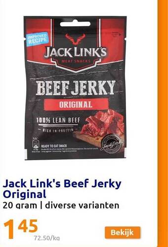 Action Jack link's beef jerky original aanbieding
