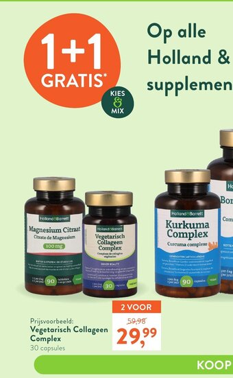 Holland & Barrett Vegetarisch collageen complex 30 capsules aanbieding