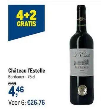 Makro Château L'estelle Bordeaux 4+2 Gratis aanbieding
