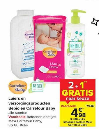 Carrefour Luiers en verzorgingsproducten bebio en carrefour baby aanbieding
