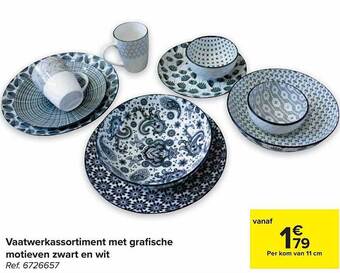 Carrefour Vaatwerkassortiment met grafische motieven zwart en wit aanbieding