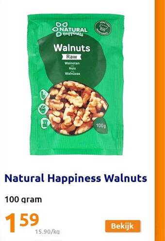 Action Natural happiness walnuts aanbieding