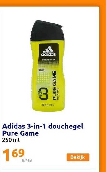Action Adidas 3in1 douchegel pure game aanbieding