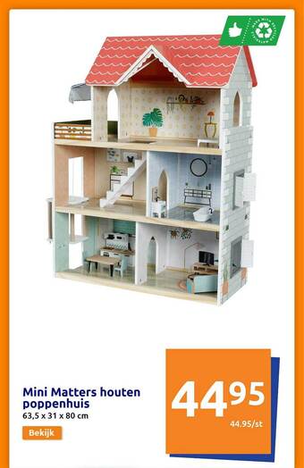 Action Mini matters houten poppenhuis aanbieding