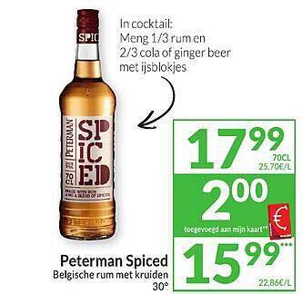 Intermarché Peterman spiced belgische rum met kruiden aanbieding