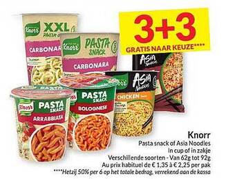 Intermarché Knorr pasta snack of asia noodles aanbieding