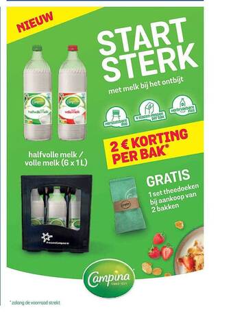 Prik en Tik Campina halfvolle melk- volle melk aanbieding