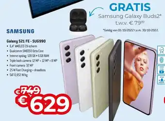 Exellent Samsung galaxy S21 FE-SUG990 gratis samsung galaxy buds2 aanbieding
