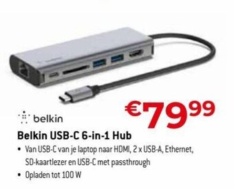 Exellent Belkin USB-C 6-in-1 hub aanbieding