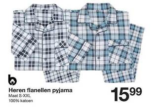 Zeeman Heren flanellen pyjama aanbieding