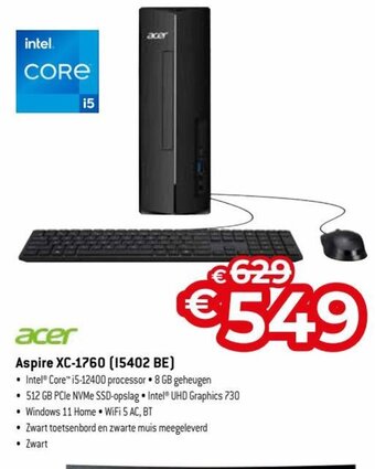 Exellent Acer aspire XC-1760 (15402 BE) aanbieding