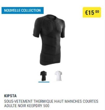 Decathlon Kipsta Sous-Vetement Thermique Haut Manches Courtes Adulte Noir Keepdry 500 aanbieding