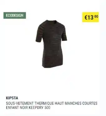 Decathlon Kipsta Sous-Vetement Thermique Haut Manches Courtes Enfant Noir Keepdry 500 aanbieding