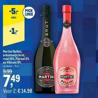 Makro Martini Bellini Schuimwijn Brut Rosé 15% Floreal 0% En Vibrant 0% Vb. Bellini aanbieding