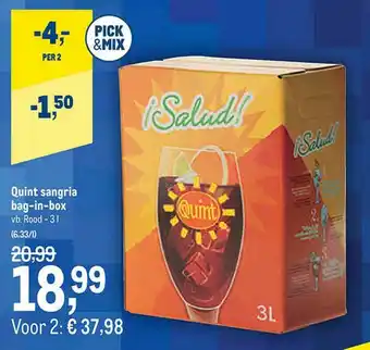 Makro Quint Sangria Bag-in-box Vb. Rood aanbieding