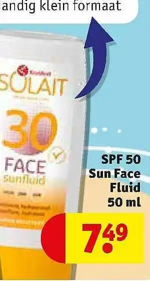 Kruidvat Kruidvat Solait Spf 50 Sun Face Fluid 50 Ml aanbieding