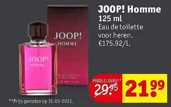 Kruidvat Joop! Homme 125 Ml Eau De Toilette Voor Heren aanbieding
