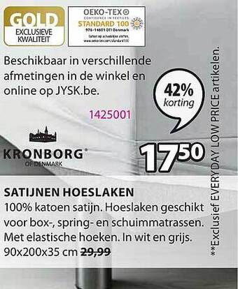 Jysk Satijnen hoeslaken aanbieding