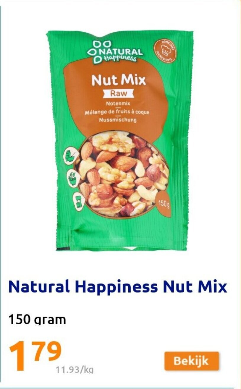 Natural Happiness Nut Mix 150 gram promotie bij Action