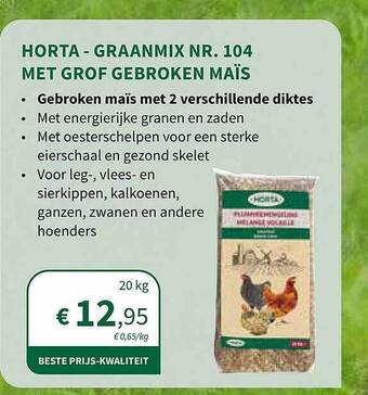 Horta Horta graanmix nr 104 met grof gebroken maïs aanbieding