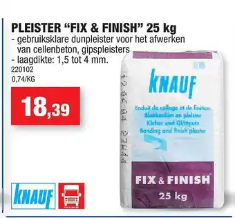 Hubo Pleister fix & finish 25kg aanbieding