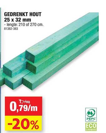 Hubo Gedrenkt hout aanbieding
