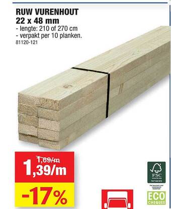 Hubo Ruw vurenhout aanbieding