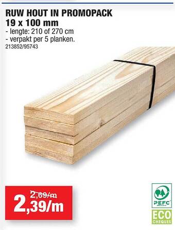 Hubo Ruw hout in promopack aanbieding