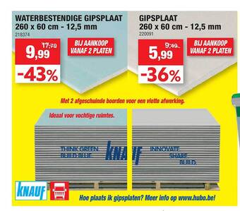 Hubo Waterbestendige gipsplaat, gipsplaat aanbieding