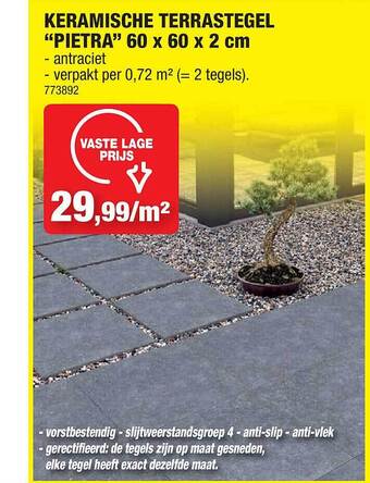 Hubo Keramische terrastegel pietra aanbieding