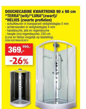 Hubo Douchecabine kwartrond aanbieding