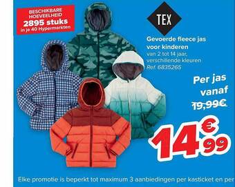 Carrefour Gevoerde fleece jas voor kinderen aanbieding