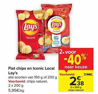 Carrefour Flat chips en iconic local lay's aanbieding