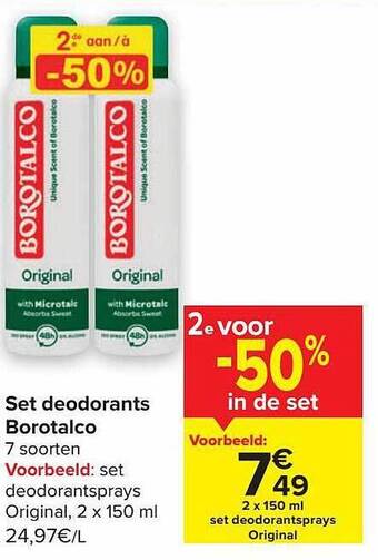 Carrefour Set deodorants borotalco aanbieding