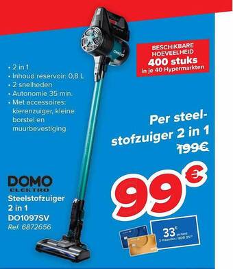 Carrefour Steelstofzuiger 2 in 1 aanbieding